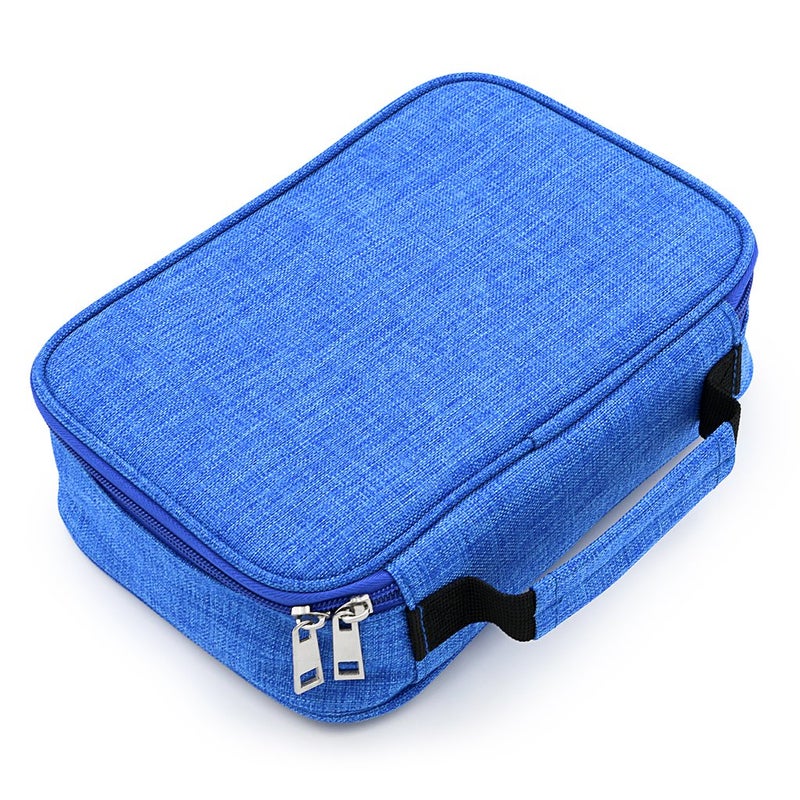 BTSKYÂ® High Capacity Zipper Pens Pencil Case- Multi-Functional Stationery Pencil Pouch 72 Slots Colored Pencil Case Portable Pencil Bags With 2 Removable Sleeves(Blue) - Image 1